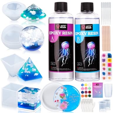 LET'S RESIN Epoxy Resin Kits and Molds Complete Set, 16oz Resin Art Kit with Silicone Molds, Pigment, Dried Flowers, Crafts for Adults, Beginners, Art Supplies for DIY Lovers, DIY Gift for Women