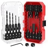 Romicta Countersink Drill Bit Set for Woodworking, 15 PCS M2 Cobalt HSS Tapered Drill Bits Kit with 2 Wood Plug Cutters, 1/4" Hex Shank Quick Change, Depth Stop Collars, 82° Counterbore & Storage Case