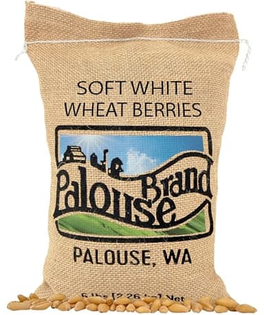 Palouse Brand Certified Glyphosate Residue Free Soft White Wheat Berries | 5 LBS | Family Farmed in Washington State | Non-GMO Project Verified | Kosher | Field Traced