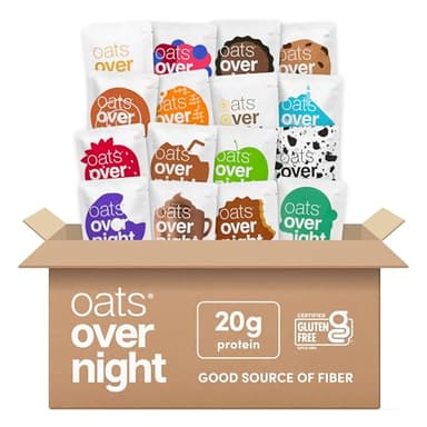 Oats Overnight Ultimate Variety Pack - High Protein, 5g Fiber Breakfast Protein Shake - Gluten Free Oatmeal, Non GMO High Protein Oatmeal - Green Apple Cinnamon, Coconut Cream Pie & More (16 Pack)