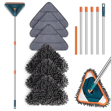 Wall Cleaner Mop with Long Handle, 360° Rotatable Wall Mop, 85“ Baseboard Cleaner Tool Duster for Wall Washer Cleaner Tool for Walls/Dust/Ceiling Fans/Baseboard/Floors