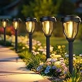 DERAYSION 12 Pack Solar Lights Outdoor, Solar Pathway Lights Auto On/Off Waterproof Garden Landscape Lighting for Path, Yard, Walkway, Driveway