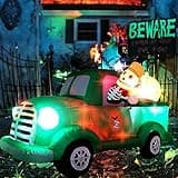 VIKIMORA 7.5Ft Long Halloween Inflatable Ghost Car LED Lights Decor Outdoor Indoor Holiday Decorations, Halloween Blow up Green Car Yard Decor, Giant Lawn Inflatable Garden Party Decoration
