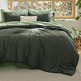 Bedsure Bed in a Bag Queen Size 7 Pieces - 100% Cotton Sheet and Polyester Bedding Comforter Sets, Soft Olive Green Bed Set with Down Alternative Comforter, Cotton Sheets, Pillowcases & Shams