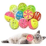 PETFAVORITES Cat Jingle Balls Toys 10Pcs 6 Styles for Indoor Cats - Plastic Lattice Cat Balls with Bells Kitten Rattle Toy, Gift Box and 1.5"