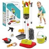 Dreamon Toddler Cleaning Set - 14Pcs Kids Cleaning Toy Set with 2-in-1 Kids Vacuum That Really Works, Pretend Home Cleaning Play Set for Toddler Age 1-4, Christmas Birthday Gift for Girls Boys