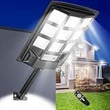 Vipzon Solar Lights Outdoor Waterproof - 240° Wide Angle Solar Street Lights Outdoor IP66 Waterproof, 1500W 6500K Dusk to Dawn Solar Flood Lights Motion Sensor with Remote Control for Yard Outside