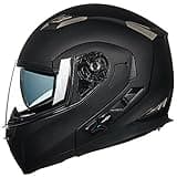 ILM Bluetooth Integrated Modular Flip up Full Face Motorcycle Helmet Sun Shield Mp3 Intercom Model 953 (XL, Matte Black)