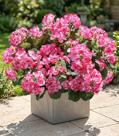 Artificial Geranium Fake Flowers for Outdoors Decoration, 6 Bundles Silk Geraniums Pink Flower UV Resistant Look Real Faux Plants for Outside Planter Front Door Garden Porch Patio Balcony Yard Home