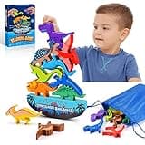IPOURUP Dinosaur Toys for Kids 3-5: Wooden Stacking Montessori Toys for 3 4 5 6 7 8 Year Old Boys Girls Balance Competition Game for Family Easter Birthday Gifts for Kids Ages 4-8 (Classic Version)