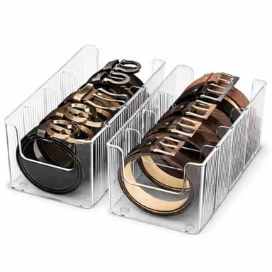 OLACHIKKO Drawer Belt Organizer for Men –Semi-clear Belt Storage Box for Dress & Leather Belts, Closet Drawer Organization, Holds Up to 10 Belts