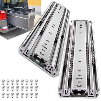 SLIDEWAY 500Lbs Heavy Duty Drawer Slides 1 Pair 16 18 20 22 26 30 40 Inch Full Extension Ball Bearing Sliding Rails Cabinet Runners Tracks Tool Box Glides (76mm Wide)-16"