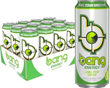 Bang Energy Lime Pop Drop, Sugar-Free Energy Drink, 16-Ounce (Pack of 12)