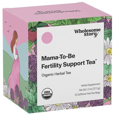 Organic Fertility Tea for Women w Red Raspberry Leaf, Cinnamon Bark, Spearmint & Nettle Leaf, Chamomile & Red Clover | 15 Pyramid Sachet