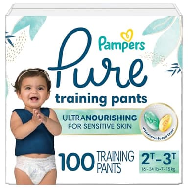 Pampers Pure Protection Training Underwear, Unisex, Size 2T3T, 100 Count, Premium, Hypoallergenic, Soft, Absorbent