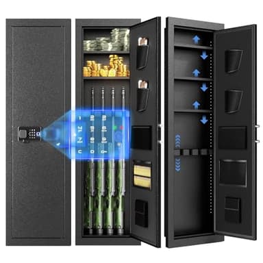 INTERGREAT 53" Wall Gun Safe, Gun Safes for Rifles and Pistols with Adjustable Rack, Fireproof In Wall Gun Safe Between Stud, 4 Rifle Safe with 3 Removable Shelf (Black)