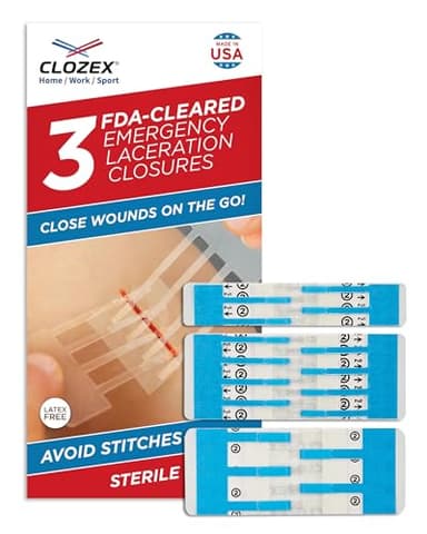 Clozex Emergency Laceration Closures - Repair Wounds Without Stitches, Skin Closure Device for 3 Individual Wounds Or Combine for Total Length of 4 1/4 Inches