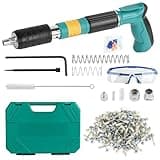 Concrete Nail Gun with 200 Round Nails,Portable Nail Gun Kits,5 Speed Adjustable Manual Steel Nail Gun Tool with Gloves,Brush,Glasses,Earplugs