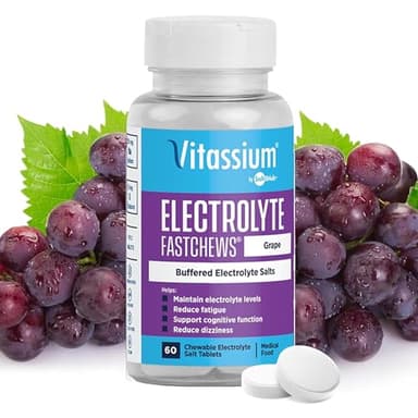 Vitassium FastChews, Chewable Electrolyte Tablets for Management of POTS and High Sodium Diets, Fast-Acting Sodium Tablets, Grape Flavor, 60 Count
