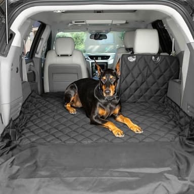 4Knines Split Cargo Liner for SUV – For Dogs & Pets, Heavy-Duty, Waterproof Trunk Mat & Cargo Cover – Fits 60/40 Split Bench & Armrest Pass-Through – Machine Washable, Non-Slip, Durable (Small, Black)
