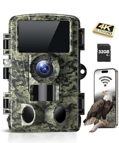 Dargahou 4K 48MP Trail Camera WiFi Game Camera with Low Glow Night Vision Motion Activated, Cell Phone App 130° 0.05s Trigger Speed for Outdoor Wildlife Deer,Green