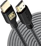 PowerBear 4K HDMI Cable 50 ft | High Speed, Braided Nylon & Gold Connectors, 4K @ 60Hz, Ultra HD, 2K, 1080P, ARC & CL3 Rated | for Laptop, Monitor, PS5, PS4, Xbox One, Fire TV, Apple TV & More