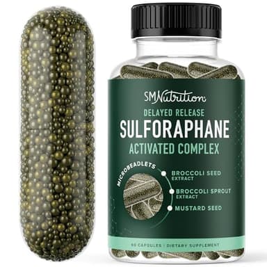 50MG Sulforaphane Supplement from Broccoli Sprouts | NRF2 Activation, Cellular Health & Immune Support | Glucoraphanin, Myrosinase & Antioxidants | Third-Party Tested | 60 Broccoli Seed Microbeadlets