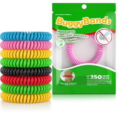 BuggyBands 24 Pack Mosquito Repellent Bracelets, Individually Wrapped Repellent Wristbands, DEET Free, Natural and Waterproof Band