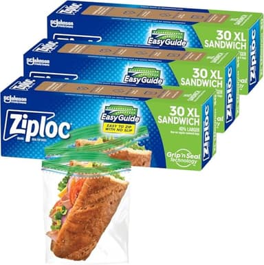Ziploc Sandwich Bags, X-Large, 30-Count(Pack of 3)