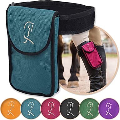 Woofhoof Equestrian Cell Phone Holder, XL Aqua On The Calf/Leg Band Holster - Perfect Horse Accessories, Universal Fit, Padded Strap, Magnetic Closure, Made of Durable Nylon, Machine Washable