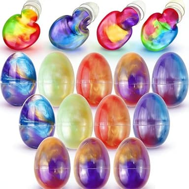 Gytera 12 Pcs Easter Slime, Eggs Squishy Slime Kit - Stretchy, Non-Sticky, Mess-Free, Stress Relief, and Safe - Squishy Toys for Easter Basket Stuffers Easter Gifts
