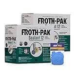 Froth-Pak 12 Spray Foam Sealant Kit, 3ft Hose, 2-Pack. Low GWP Formula. Seals Cavities, Penetrations & Gaps. Yields Up to 12 Board ft. at 2” Thick, 4” Width. Two Component, Polyurethane, Closed Cell
