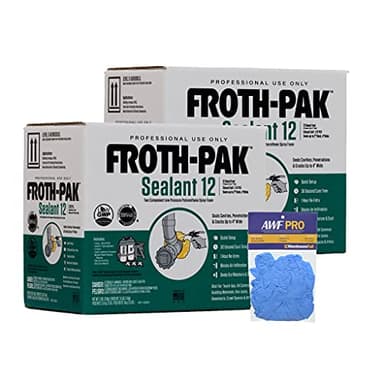 Froth-Pak 12 Spray Foam Sealant Kit, 3ft Hose, 2-Pack. Low GWP Formula. Seals Cavities, Penetrations & Gaps. Yields Up to 12 Board ft. at 2” Thick, 4” Width. Two Component, Polyurethane, Closed Cell