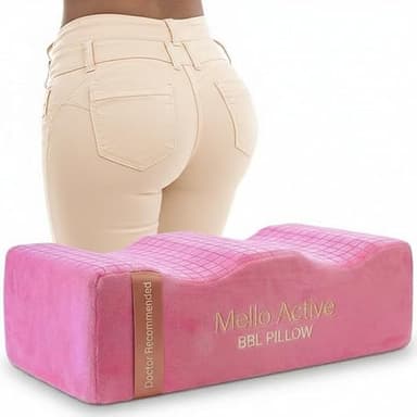 Mello Active BBL Pillow After Surgery (Pink) — Heal Faster & Protect Your Shape | Doctor-Approved Recovery Cushion, Firm Memory Foam Support to Keep Your Curves & Confidence
