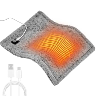 USB Heating Pad, 5V 3A Fast Heating with 3 Heat Settings & Auto Off, Travel Heating Pad for Neck, Shoulder, Back,Knee & Period Cramps. 12"x16" Fleece Heated Pad with USB-A to USB-C Cable, Grey