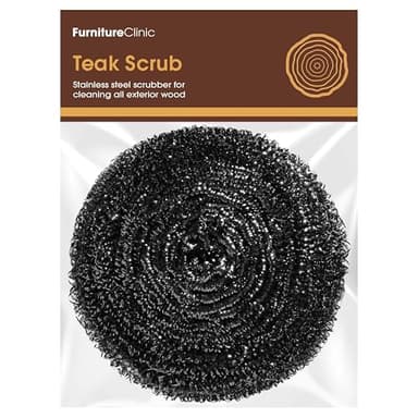 Furniture Clinic Teak Scrub | Refinish Outdoor Wood Furniture, Boats, & Shower Benches | Cleaning & Brightening | 100% Stainless Steel | Remove Dirt, Stains from Weathered Wood