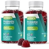 Probiotic Gummies with Prebiotic Fiber, Extra Strength 2 Billion CFUs - Prebiotics and Probiotics for Immune & Digestive Support - Vegan, Gelatin Free, GMO Free - Tasty Chewable Berry Flavored Gummy