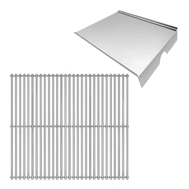 Votenli Stainless Steel Cooking Grates with Drip Tray Heat Baffle Replacement Parts for Traeger Pro 575 Pro 22, Full Size Grids with Drip Pan for Traeger 22 Series,for BAC012 BCA070 BBQ07C