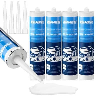 Kohree RV Roof Sealant 4 Pack, Self-Leveling Lap Sealant White, RV Caulking for Roofing, Maintenance, Repair