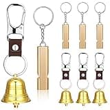 4 1.5 Inch Bear Bell with Whistle Set for Hikers Solid Brass Emergency 3 in 1 Bear Bells for Hiking Outdoor Camping Bear Protection Products for Survival Biking Fishing Climbing Self Defense Gear