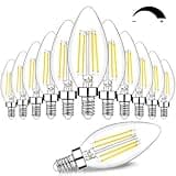 12-Pack Dimmable E12 LED Candelabra Bulbs 60W Equivalent, 5000K Daylight White, 600 Lumens B11 Candle Base 6W C35 LED Filament Vintage Light Bulbs, Clear Glass for Chandelier Ceiling Fan High CRI 90+
