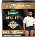 Depend Real Fit Incontinence Underwear for Men, Disposable, Maximum Absorbency, Large/Extra Large, Black, 52 Count (2 packs of 26), Packaging May Vary