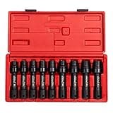 SUNEX TOOLS 2695, ½ Inch Drive Driveline Limited Clearance Socket Set, 12-Point, 9-Piece, Metric, 8mm-17mm, Cr-Mo Steel, Heavy Duty Storage Case