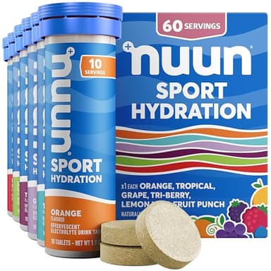 Nuun Sport Electrolyte Tablets with Magnesium, Calcium, Potassium, Chloride & Sodium, Gluten Free & Vegan, Mixed Flavors, 6 Pack (60 Servings Total)