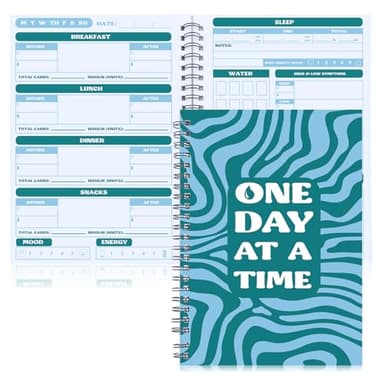 Feifeiya 8.3 x 5.8 Inches Diabetes Log Book with Food & Blood Sugar Journal One Day at a Time A5 Spiral Bound Log Book 60 Days Track for Types 1 & 2 Diabetics