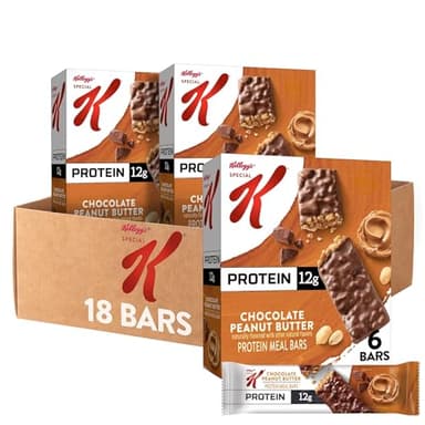 Special K Bar Protein Meal Bars, 12g Protein, Meal Replacement, Chocolate Peanut Butter (3 Boxes)