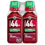 Vicks Formula 44 DM Cough & Congestion Liquid, Over-The-Counter Medicine, Day or Night, Cough Syrup, Powerful Cough and Congestion Relief, Cough Suppressant and Expectorant, Berry Flavor, 2x12 FL OZ