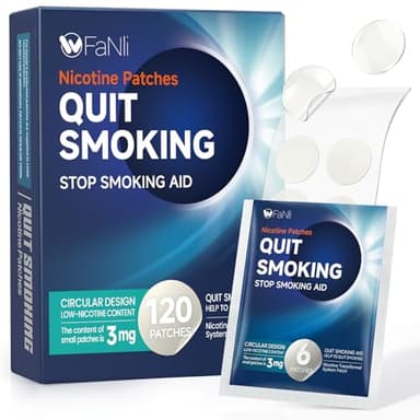 120 Count - Nicotine Patches 3mg (Applicable to Step 1/Step 2/Step 3), Transdermal Stop Smoking Aid for Craving Relief, Flexible Dosing with Fast-Acting Nicotine Replacement Therapy