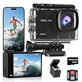 4K60FPS Waterproof Action Camera, 131ft Waterproof Camera Underwater with 64GB Card, 48MP Motorcycle Camera with 8X Zoom, EIS Helmet Camera, Sports Camera with Remote Control,2 * 1350mAh Batteries