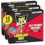 Raid Max Liquid Ant Bait; Kills Ants Where They Breed, for Indoor and Outdoor Use; 12 Bait Stations